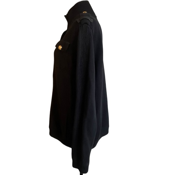 Lauren Ralph Lauren Black Military Cardigan Sweater Chunky Knit Classic Size 2X - Picture 4 of 13